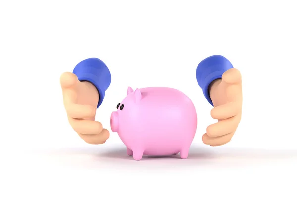 Hands Tender Holding Pink Piggy Bank Savings Invest Future Growth — Stock Photo, Image