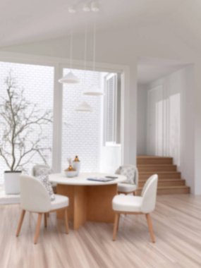 Üç boyutlu. Modern oturma odasının bulanık görüntüsü. Arka grup için iç dekorasyon.