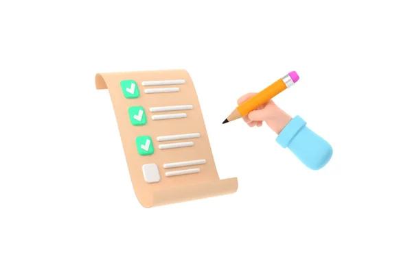 Check List Businessman Hands Holding Pencil Clipboard Check Mark Isolated — Stok fotoğraf