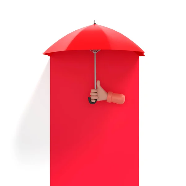 Hand Holding Stylish Red Umbrella White Background — Zdjęcie stockowe