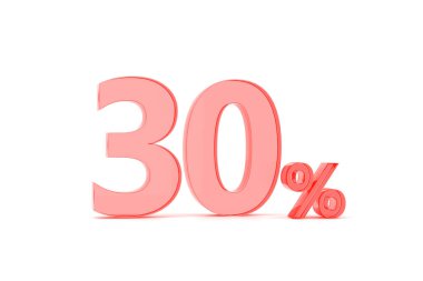 3D. Percentage icon 3D in red glass on white background 3d illustratio
