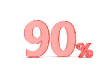 3D. Percentage icon 3D in red glass on white background 3d illustratio