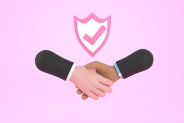 3D. Trust icon. Handshake icon. Partnership and agreement symbol. Trust for protectio