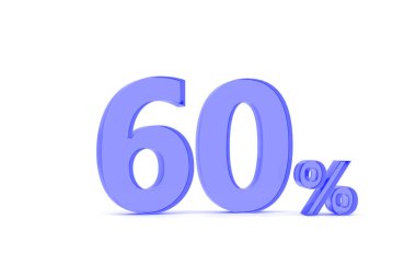 3D. Percentage icon 3D in red glass on white background 3d illustratio