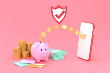 Akıllı telefonlar ve kumbaralar arasında çevrimiçi para transferi, tasarruf fikri