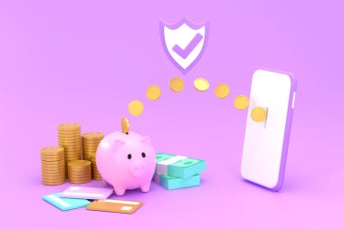 Akıllı telefonlar ve kumbaralar arasında çevrimiçi para transferi, tasarruf fikri