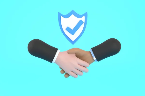 3D. Trust icon. Handshake icon. Partnership and agreement symbol. Trust for protectio