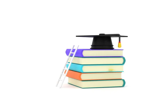Oktatásról Featuring Ladder Piesting Cile Books Graduation Cap — Stock Fotó