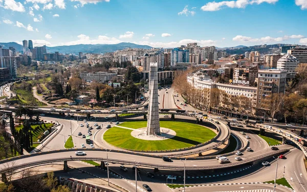 Aerial view of Heroes Square in Tbilisi