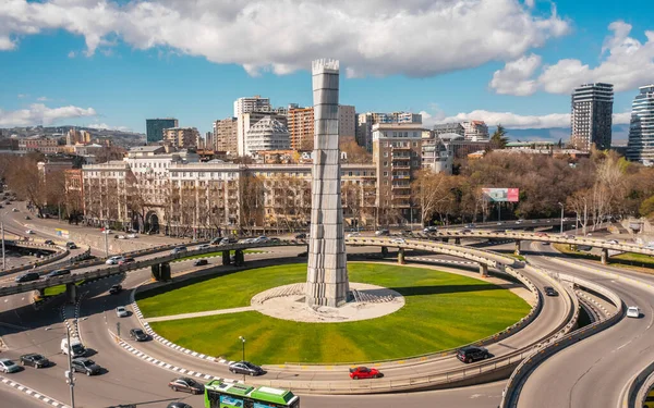 Aerial view of Heroes Square in Tbilisi