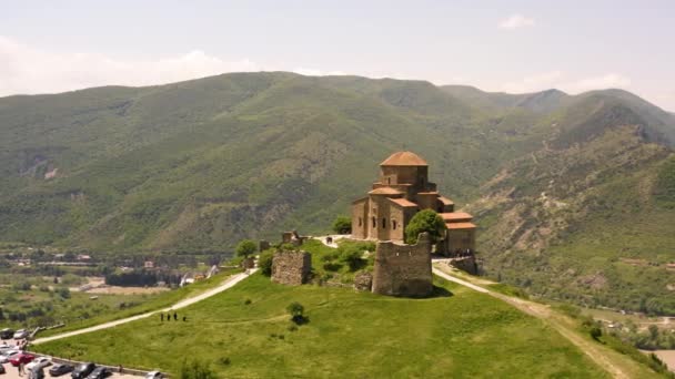 Aerial view of Jvari Monastery — ストック動画
