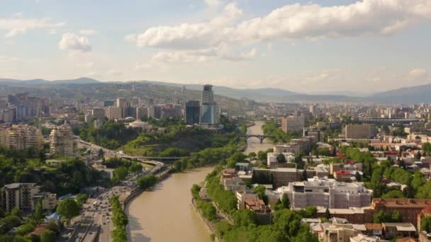 Birds-eye view of Tbilisi — стоковое видео