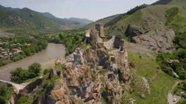 Aerial view of Atskuri Fortress in Georgia