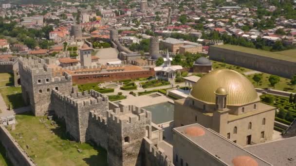 Aerial View Sapara Monastery Georgia Medieval Monastery Complex Akhaltsikhe City — Vídeo de stock