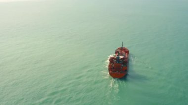 Aerial view of LPG tanker in the sea