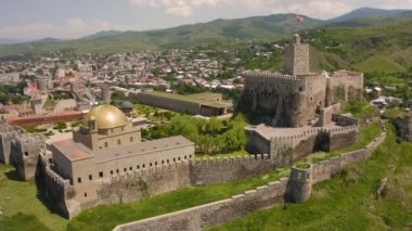 Aerial view of Sapara Monastery in Georgia. It is medieval monastery complex near Akhaltsikhe city. 