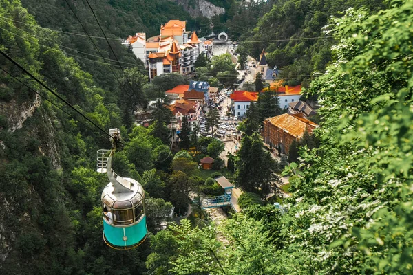 View of park of Borjomi. Borjomi is a resort town in central Georgia. Its known for its mineral waters, with springs in Borjomi Central Park.