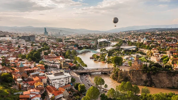 Urban Landscape Tbilisi Daytime Birds Eye View — Zdjęcie stockowe