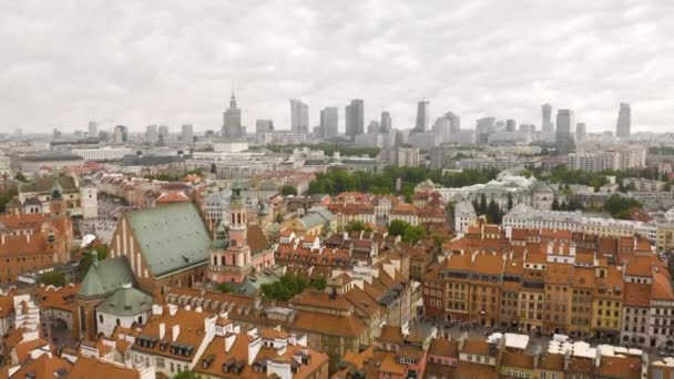 Cityscape Warsaw Aerial View — стоковое видео