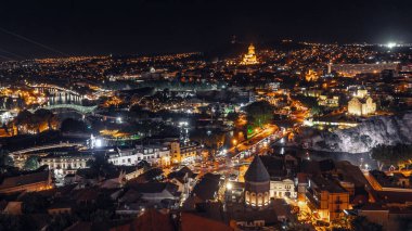 Night view of Tbilisi. Long exposure shot