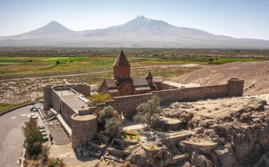 Ermenistan 'daki Khor Virap Manastırı' nın hava görüntüsü