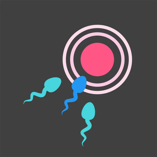 Sperm Moving Pink Ovum Isolated Vector Illustration — 图库矢量图片