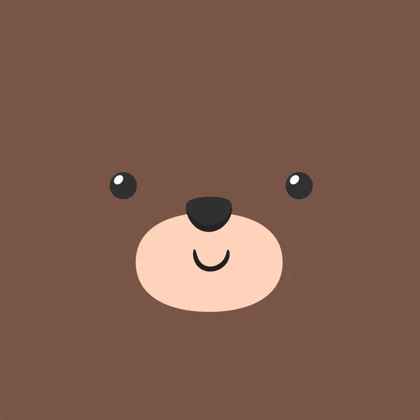 Simple Face Brown Bear Animal Face Illustration Isolated Vector — ストックベクタ