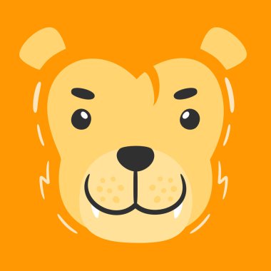 Simple face of Lion. Animal Face Illustration. Isolated Vector Illustration.