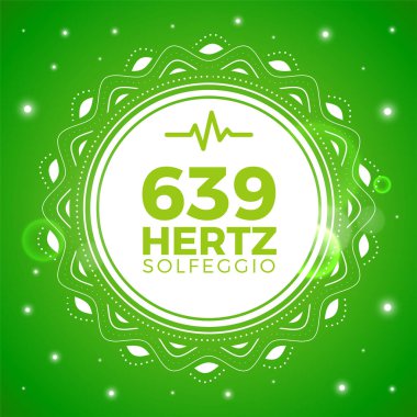 639 Hertz 'ün güzel amblemi. Solfeggio Frekansı. İzole Vektör İllüstrasyonu.