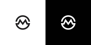 güçlü ve modern harf M harflerinin baş harfleri logo tasarımı