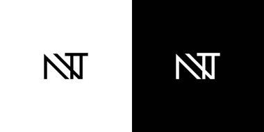 Modern ve zarif NT harfi ilk logo tasarımı 