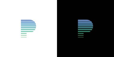 Modern ve zarif P harfi ilk logo tasarımı