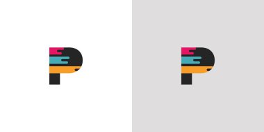 Soyut ve modern harf P ilk boya logosu tasarımı 1