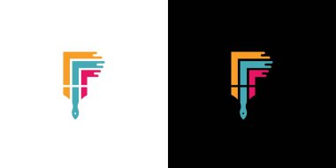 Soyut ve modern harf P ilk boya logosu tasarımı