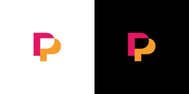 Basit ve modern PP harfi ilk logo tasarımı