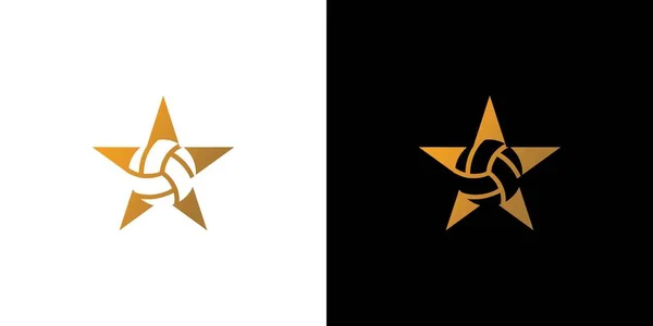 Μοντέρνο Και Κομψό Σχεδιασμό Λογότυπο Αστέρι Βόλεϊ — Διανυσματικό Αρχείο