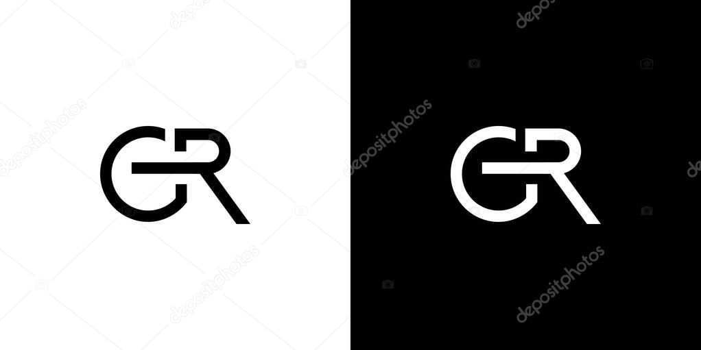 Modern and unique letter GR initials logo design