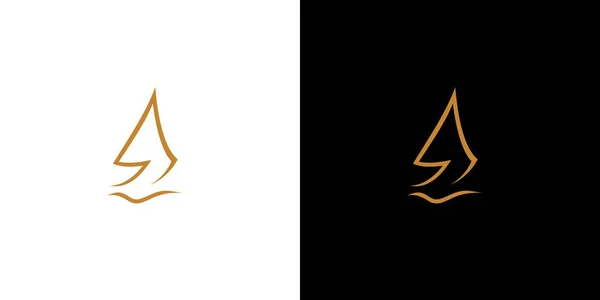 Unieke Aantrekkelijke Eerste Letter Zeilschip Logo Ontwerp — Stockvector