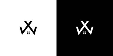 Basit ve modern harf W baş harfleri ev logosu tasarımı