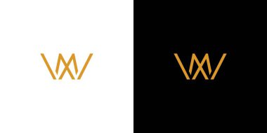 Modern ve benzersiz harf MW baş harfleri logo tasarımı