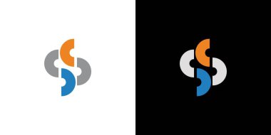 Basit ve renkli harf SS baş harfleri logo tasarımı 