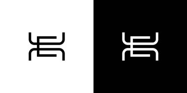 Modern ve benzersiz harf He baş harfleri logo tasarımı