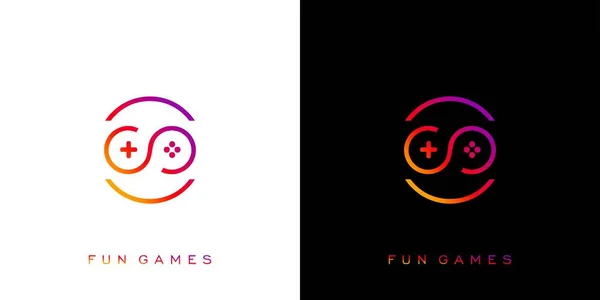 Modern Och Cool Rolig Spel Logotyp Design — Stock vektor