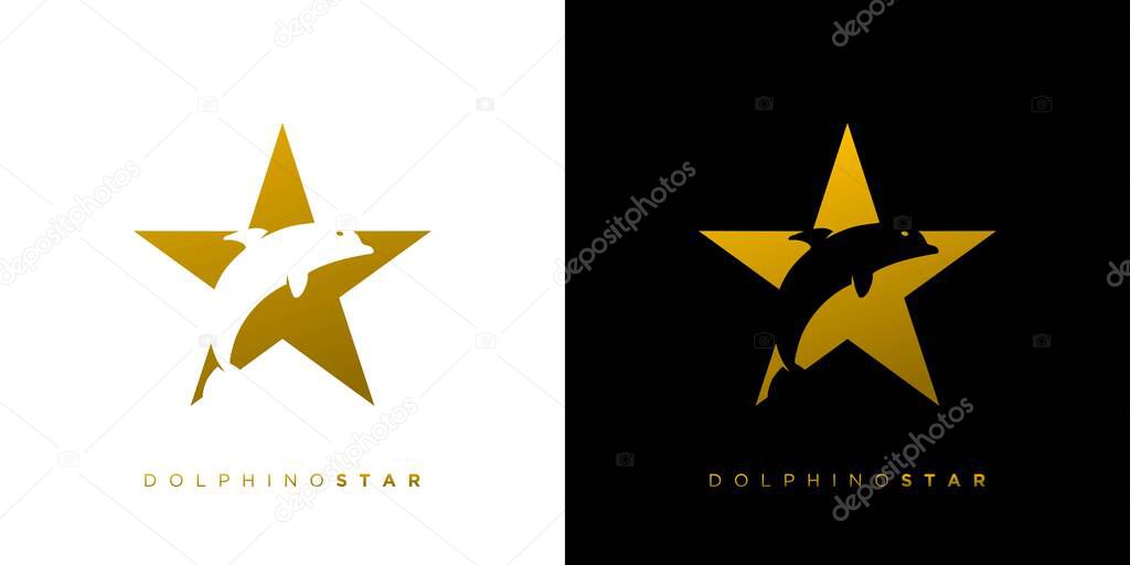 Elegant and attractive dolphin star logo design