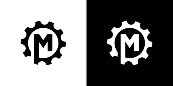 Strong Modern Initial Letter Gear Mechanical Logo Design — Stock vektor