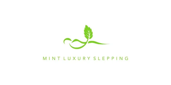 Modern Luxury Mint Leaf Combination Relaxation Logo Design — Stok Vektör