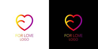 Modern and elegant letter F initial love logo design