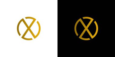 Modern ve benzersiz X başlangıç dairesi logosu soyut tasarımı