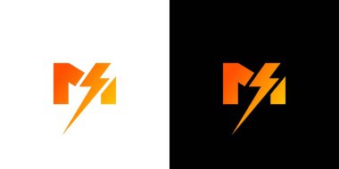 Modern ve çekici harf M elektrik voltaj logosu tasarımı