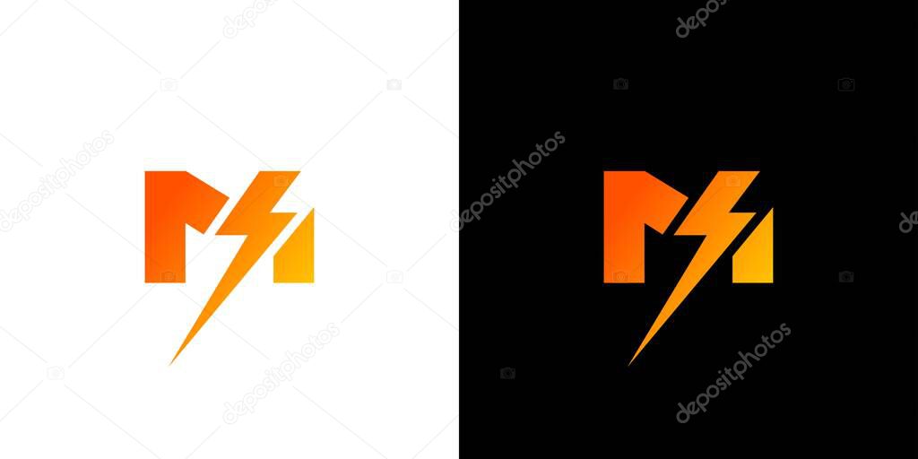 Modern and attractive letter M electric voltage logo design